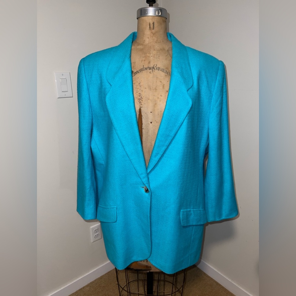Bright Turquoise Single-Button Women's Blazer